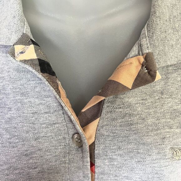 Burberry Brit Melange Novacheck Collar Gray Fitted Shirt Short Sleeve - Picture 3 of 4